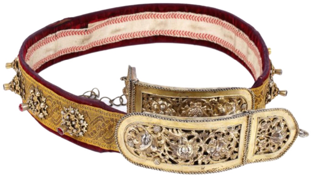 Silver gilded Saxon cord decorated with motifs from Brancoven - eduard schnell - brasov - cca 1848 - extremely rare